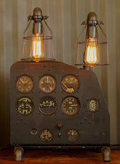 Steampunk Machine Age Aviation Lamp instrument panel WWII Plane #cc18 SOLD