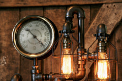 Steampunk Industrial, Steam Gauge Lamp  #674