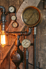 Steampunk Industrial, Railroad/Train Steam Gauge Lamp, #435 - SOLD