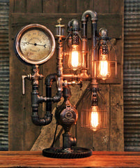 Steampunk Industrial / Steam Gauge Lamp  / Gear  /  Lamp #3603