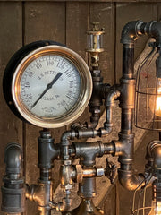 Steampunk Industrial / Steam Gauge Lamp / Gear / Oiler / Lamp #3321