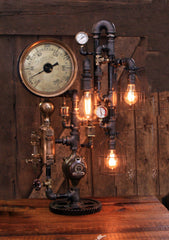 Steampunk Industrial / Steam Gauge Lamp / The Casey Hedges Co / Oiler / Lamp #3558