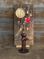 Steampunk Industrial / Fire Hydrant / Floor Lamp / Steam Gauge / Lamp #3188