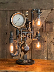 Steampunk Industrial / Steam Gauge Lamp / Gear / Oiler / Lamp #3321