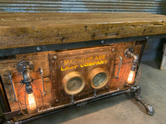 Steampunk Industrial / Antique Steam Gauge / Barn Wood / table #2702