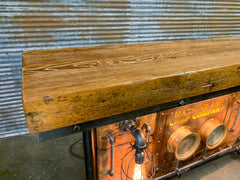 Steampunk Industrial / Antique Steam Gauge / Barn Wood / table #2702