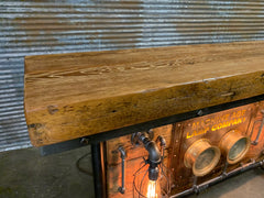 Steampunk Industrial / Antique Steam Gauge / Barn Wood / table #2702