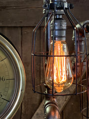 Steampunk Industrial / Machine Age Lamp / Antique Steam Gauge  / Lamp #3102