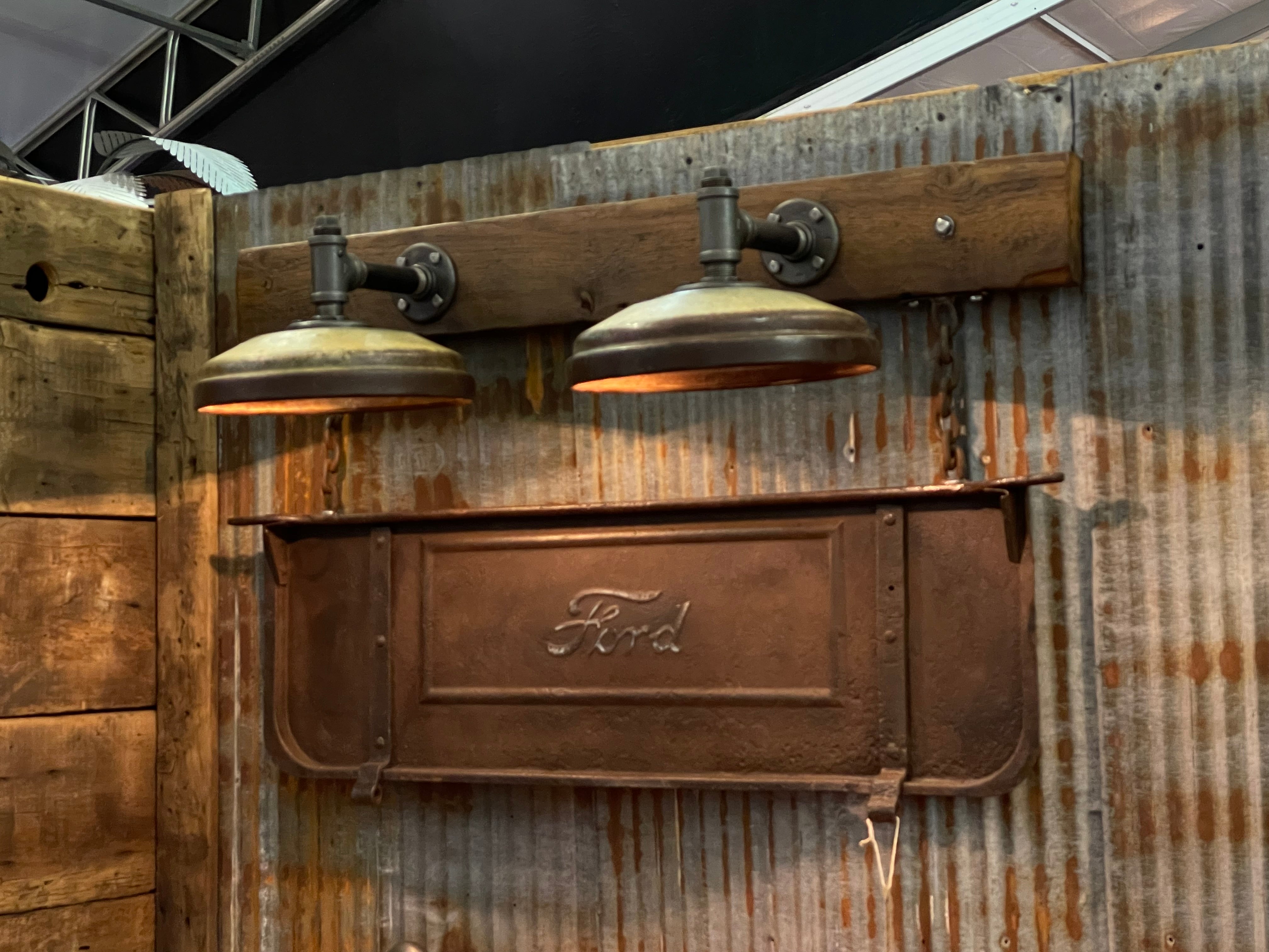 Steampunk Industrial / Antique Ford Tailgate Wall Light / Sconce
