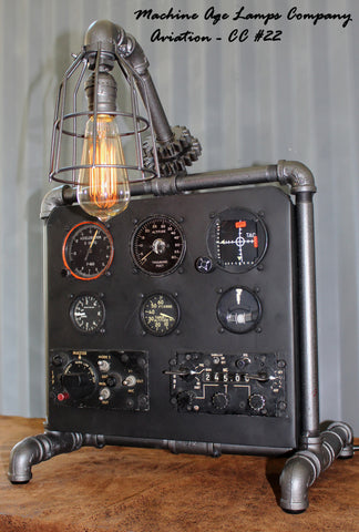 Steampunk Machine Age Aviation Lamp instrument Control Panel Air Plane #CC22 - SOLD
