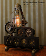 Steampunk Industrial Antique WWII P-38 Aviation Instrument Control panel Lamp (Ready to Ship) SOLD