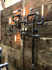 Steampunk Industrial Pipe Wall Art Light Sconce