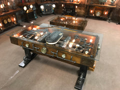 Steam punk Industrial Barnwood Steam Gauge Table / DESK / ford Shelby / Automotive  /   #2001