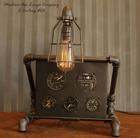 Steampunk Lamp, Vintage Aviation Avionics instrument panel #CC20 - SOLD
