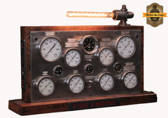 Steampunk Industrial / Antique Fire Truck Panel  / Table Lamp / Fireman / Farm / #4610