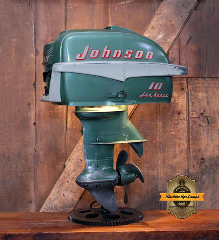 Steampunk Industrial / Antique Johnson Boat Motor / Nautical / Marine / Cabin / Lamp #4407