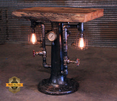 Steampunk Industrial Table / Antique Industrial Base / Barnwood / Hostess Stand / Table #4060