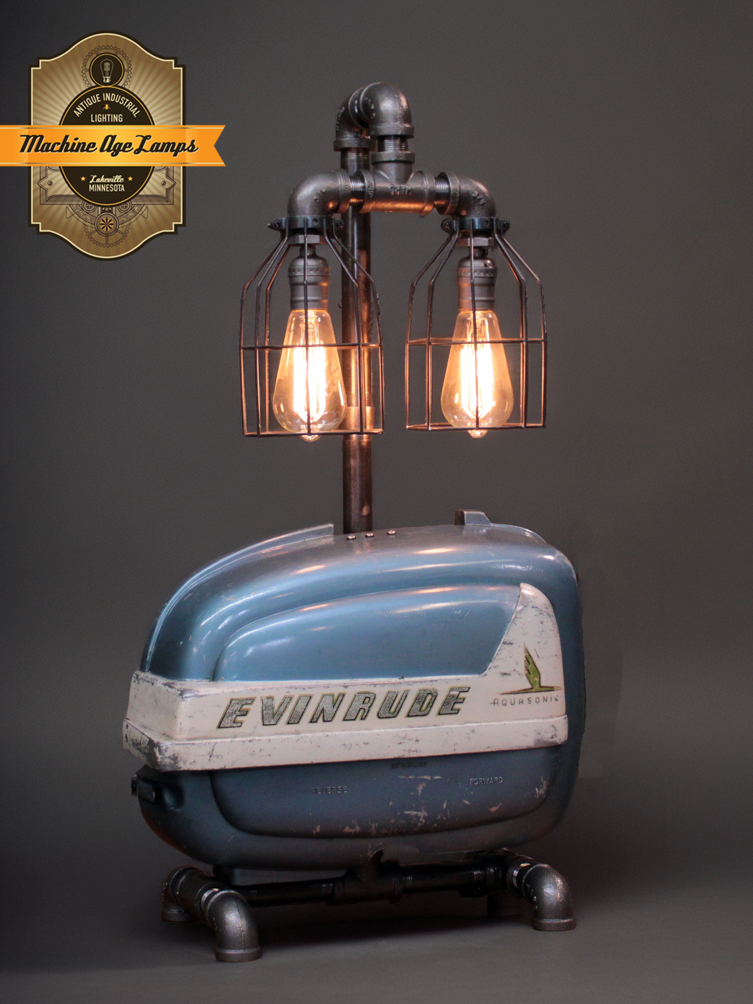 Steampunk Industrial / Boat Motor / Evinrude / Nautical / Marine / Cabin / Lamp #4708