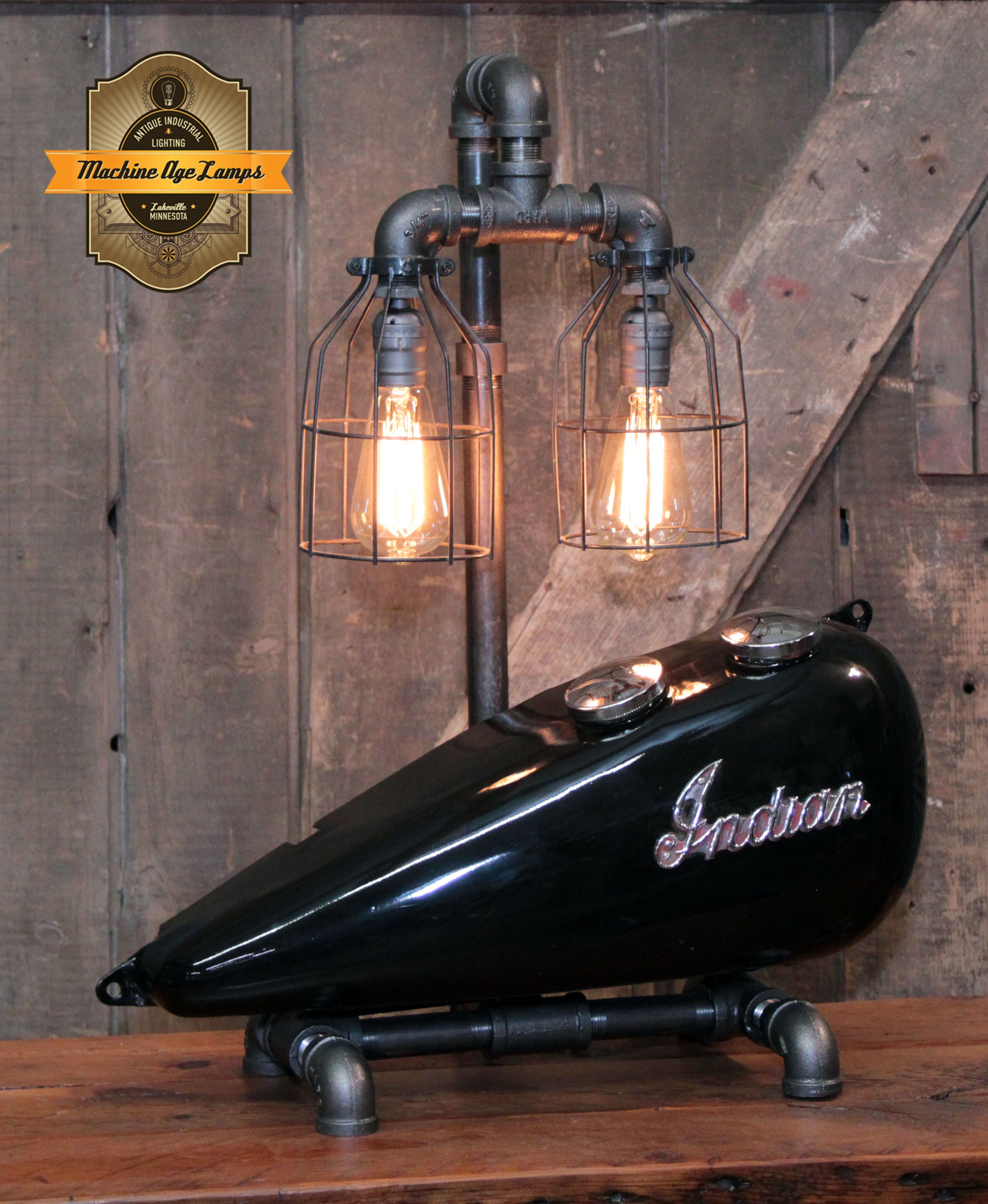 Steampunk Industrial / Late 1930's Indian Scout Gas Tank Lamp / Motorcycle Lamp #4723