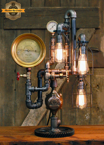Steampunk Industrial / Steam Gauge Lamp  / Watson Stillman / Lamp
