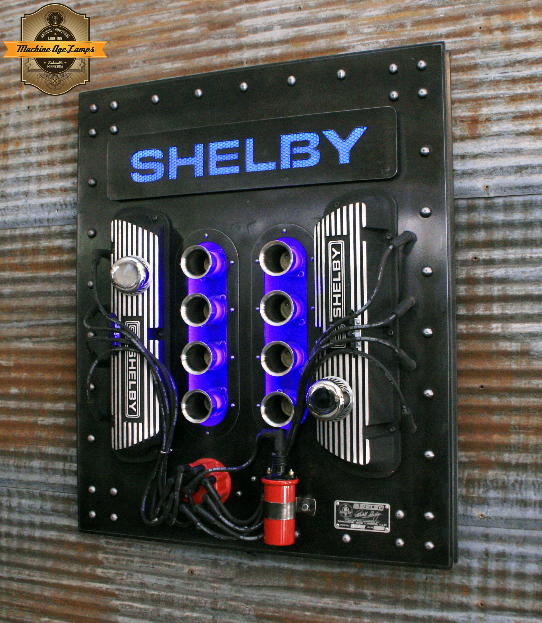 Steampunk Industrial / Carroll Shelby / Wall Sconce Art / Valve Cover  / Automotive /  #1 of #50