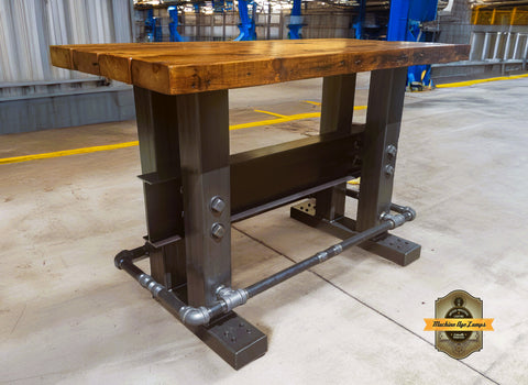 Steampunk Industrial / Bar / Hostess Stand / Table / Pub / Steel I Beam / #4706