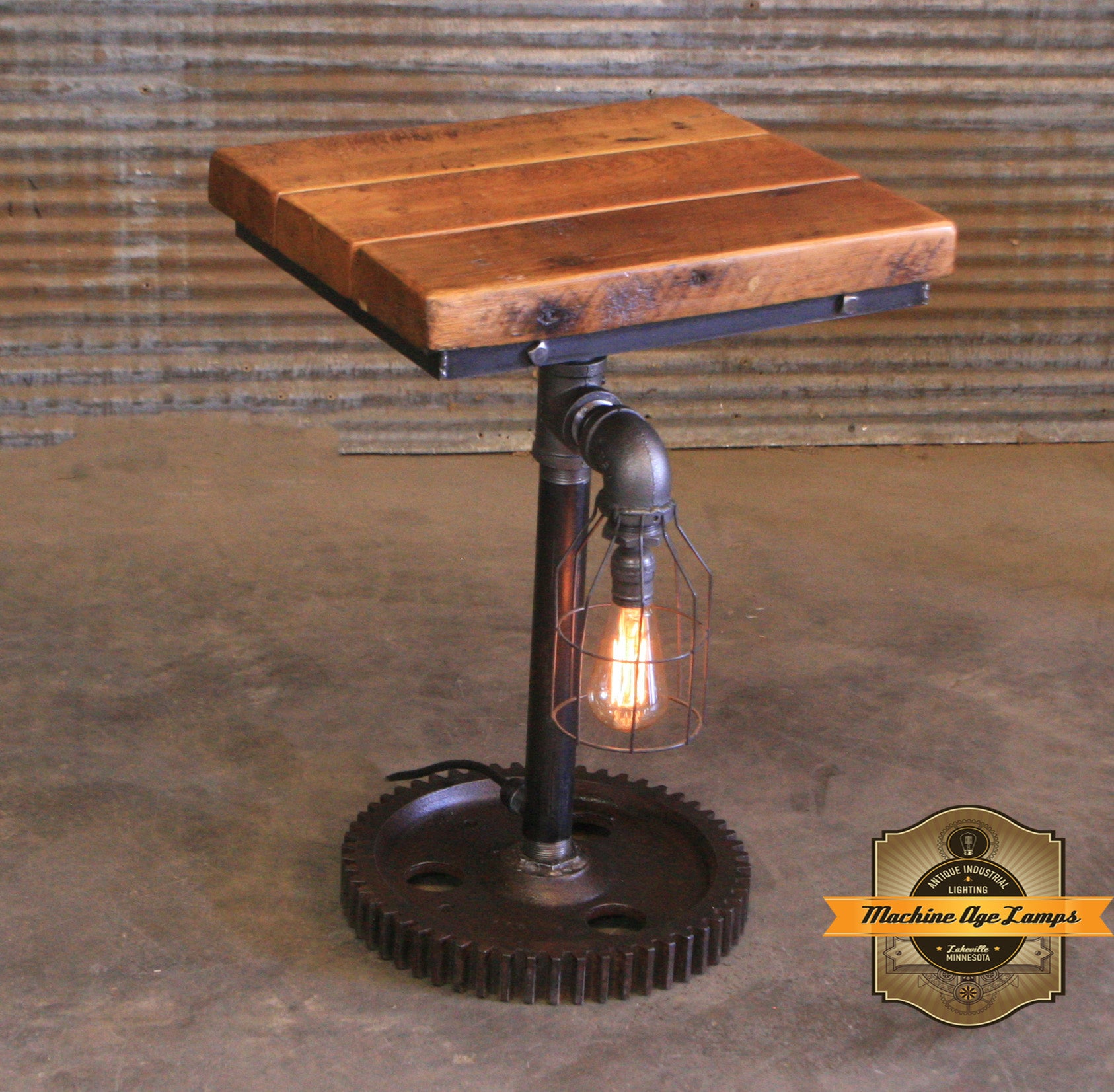 Steampunk Industrial / Barn Wood Top / Table Stand / Table #4297