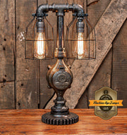 Steampunk Industrial Table lamp / Antique Water Meter / Antique Gear Base / Table Lamp #4856