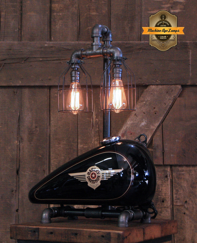Steampunk Industrial Lamp / Re-Purposed HD Tank / Authentic Motorcycle Tank / Lamp #4102 sold