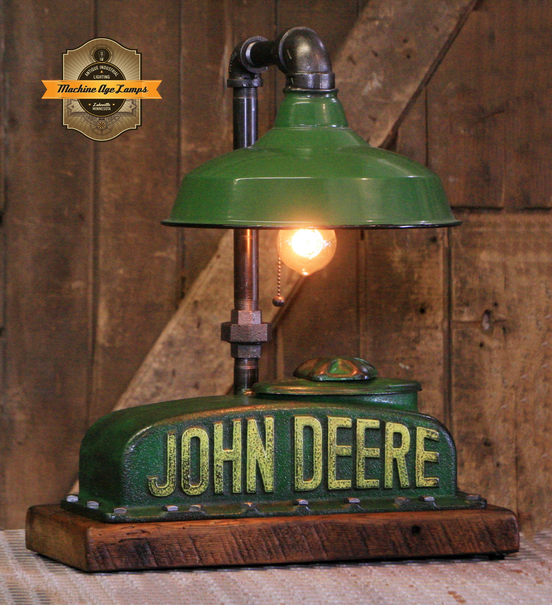 当時物 ヘッドライト ヴィンテージ John Tractor Light Steampunk Industrial / Antique John Deere Radiator Top / Lamp