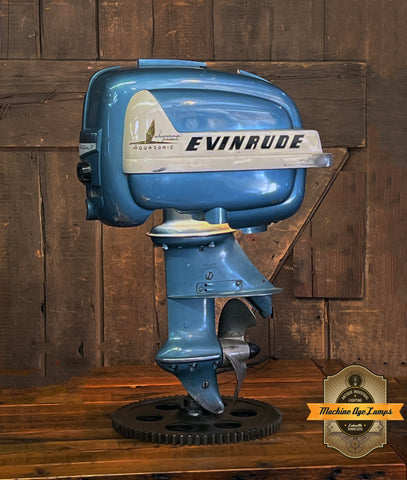 Steampunk Industrial / Antique Evinrude Boat Motor / Nautical / Marine / Cabin / Lamp #4181
