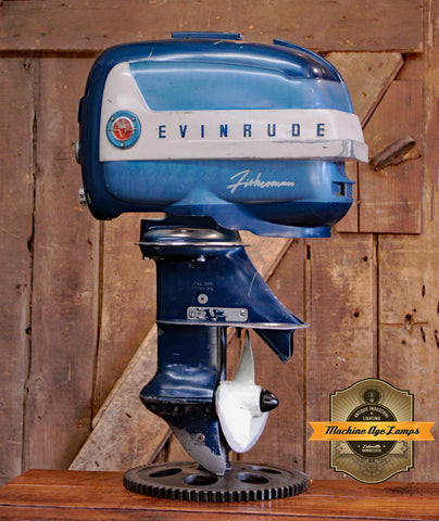 Steampunk Industrial / Antique Evinrude Boat Motor / Nautical / Marine / Cabin / Lamp #4253