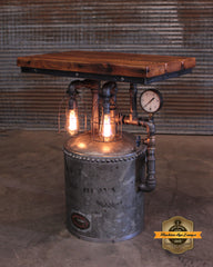 Steampunk Industrial / Antique Water Tank / Barnwood Top / Gauge - Table #4445