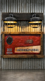 Steampunk Industrial Farmall International Farm  Wall Light / Sconce / Barnwood /