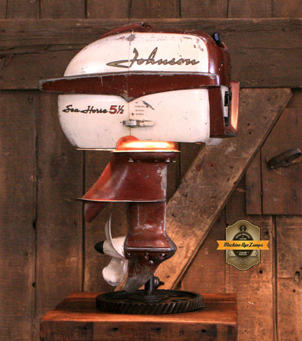 Steampunk Industrial / Antique Johnson Boat Motor / Nautical / Marine / Cabin / Lamp #4111 sold