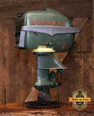 Steampunk Industrial / Antique Johnson Boat Motor / Nautical / Marine / Cabin / Lamp #4232