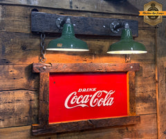 Steampunk Industrial Wall Sconce / Antique Coke Cola Sign  / Lamp #4691