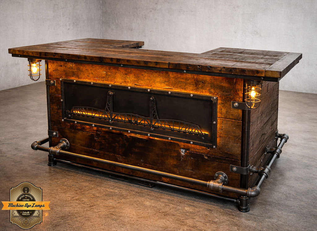 Steampunk Industrial / Bar / Barnwood / Drawers / Table #4784