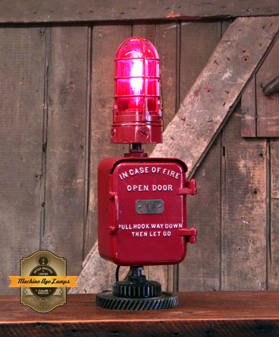 Steampunk Industrial / Antique Fire Alarm Call Box / Fireman / Gear / Lamp #4510