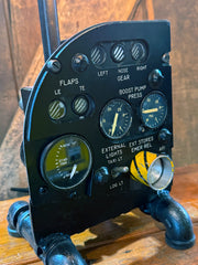 Steampunk  Aviation / Military / Instrument Panel Airplane / F-4 Phantom Cockpit Landing Gear & Flaps Instrument Sub Panel / Lamp #4412
