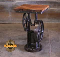Steampunk Industrial Table / Side / Antique VR Pump   /  Barnwood / Table #4168 sold