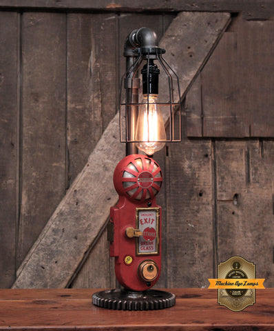 Steampunk Industrial / Antique Fire Door Lock / Fireman / Gear / Lamp #4702