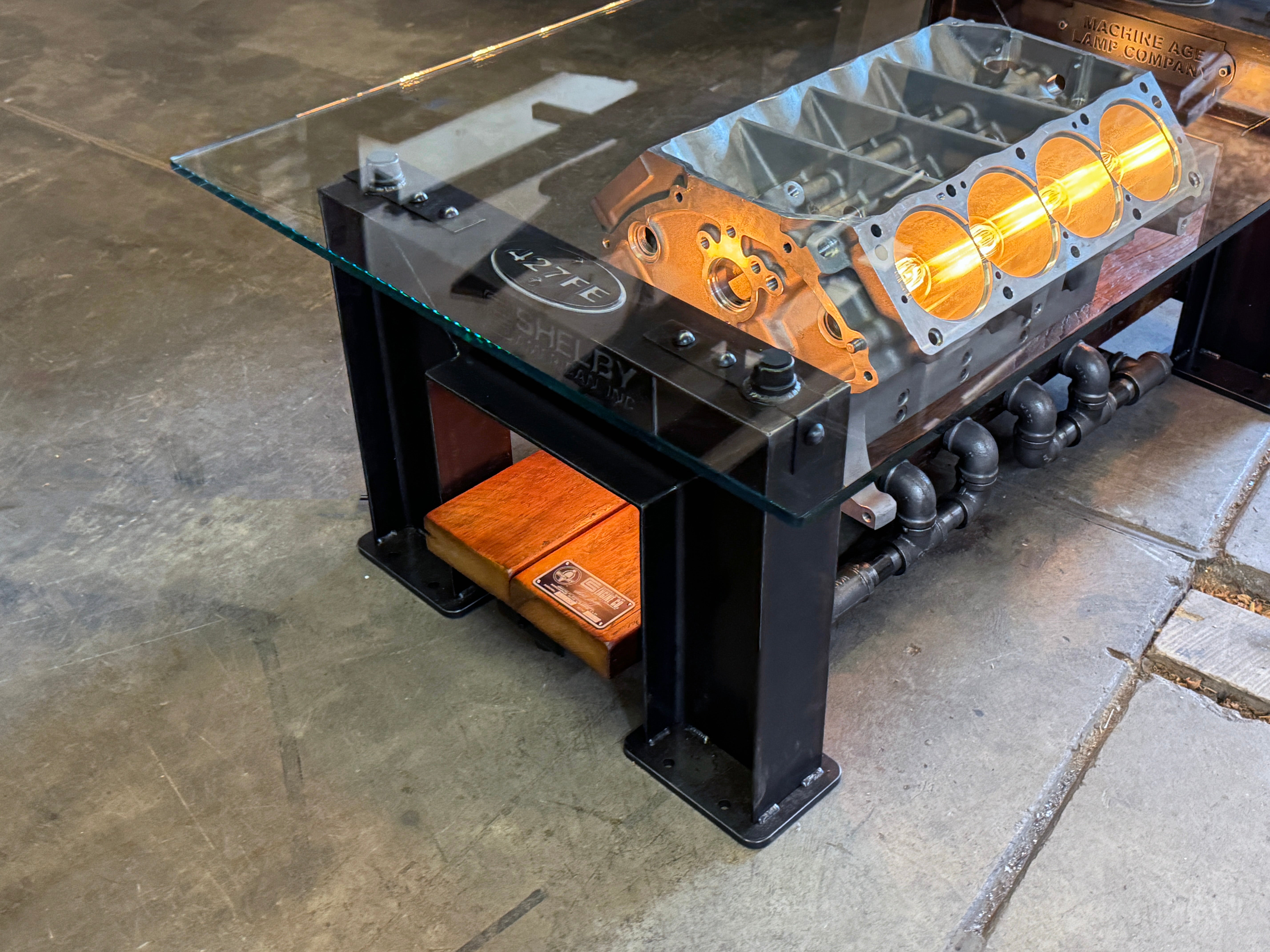 Steampunk Industrial / Carroll Shelby 427 Engine Block / Automotive / Ibeam / coffee Table #001  Model #4290