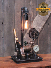 Steampunk Industrial / Antique Locomotive Train Brake Control/ Train Gauge  / Lamp #4722 sold