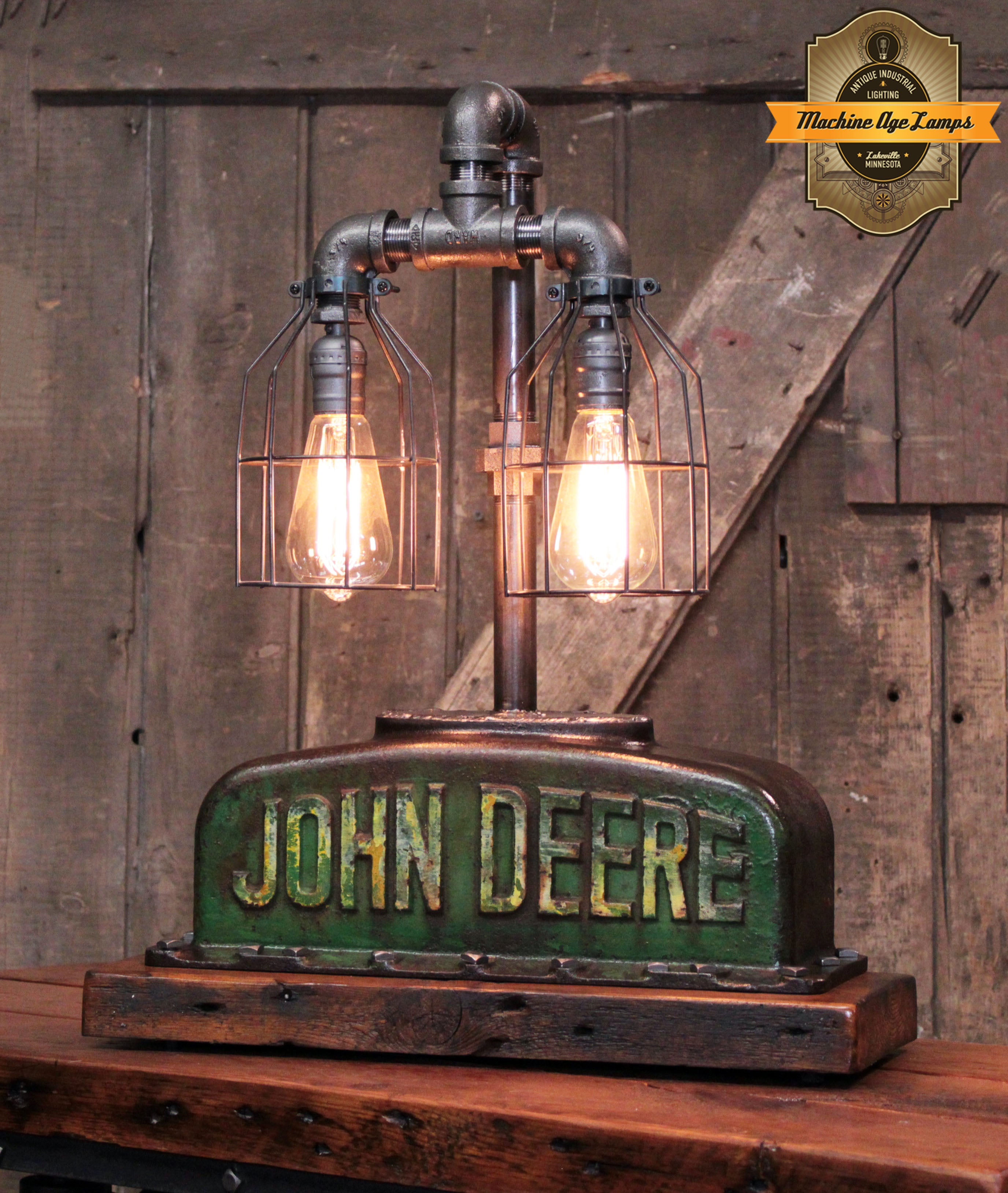 Steampunk Industrial / Antique John Deere Radiator / BR / Lamp / Farm / #4710