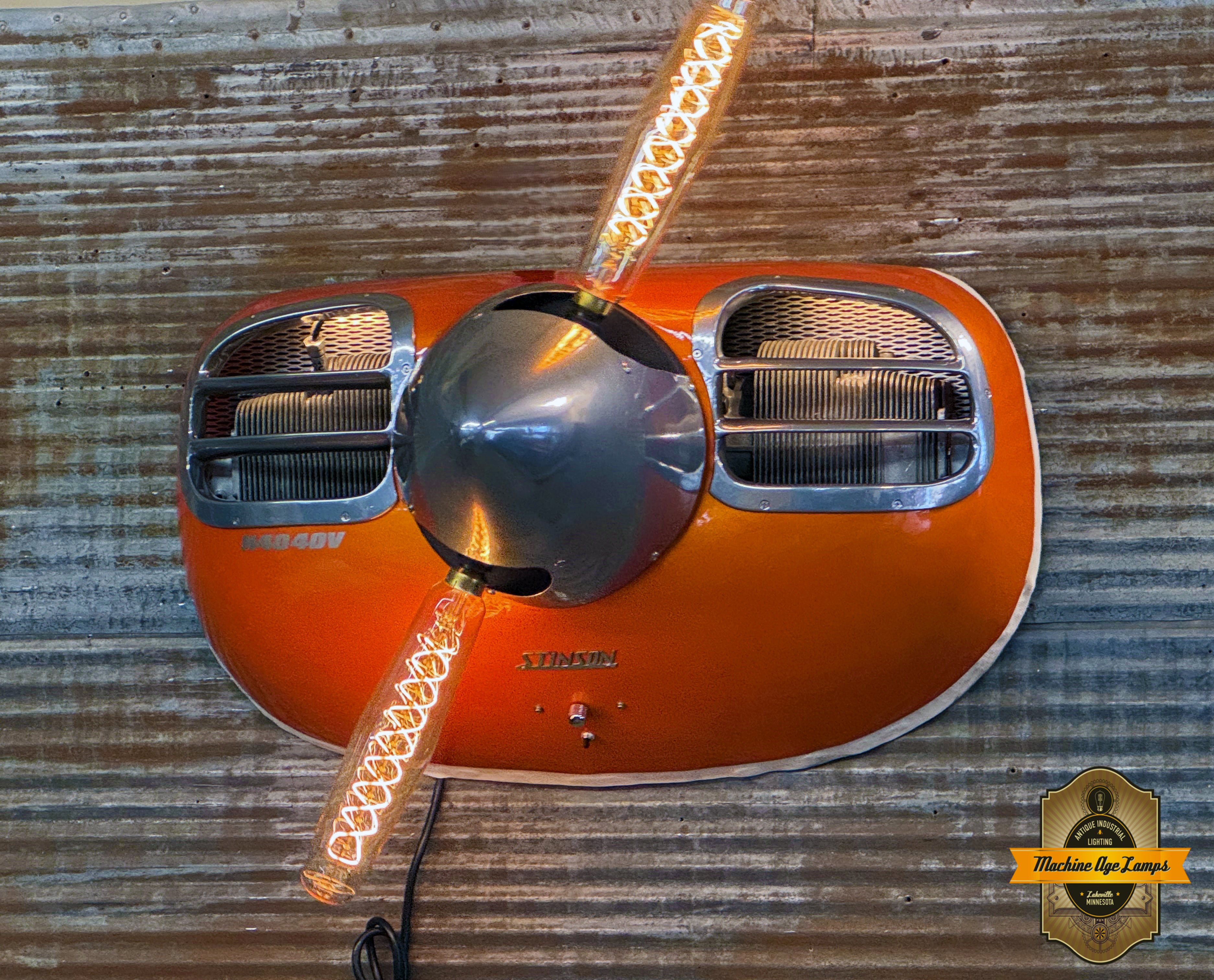 Steampunk Industrial / Aviation / Wall Light Lamp / Stinson / Airplane Cowling / Lamp #dc218