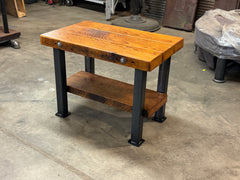 Steampunk Industrial / Classic 2" tube Frame Table / Barnwood Top / Table #5001