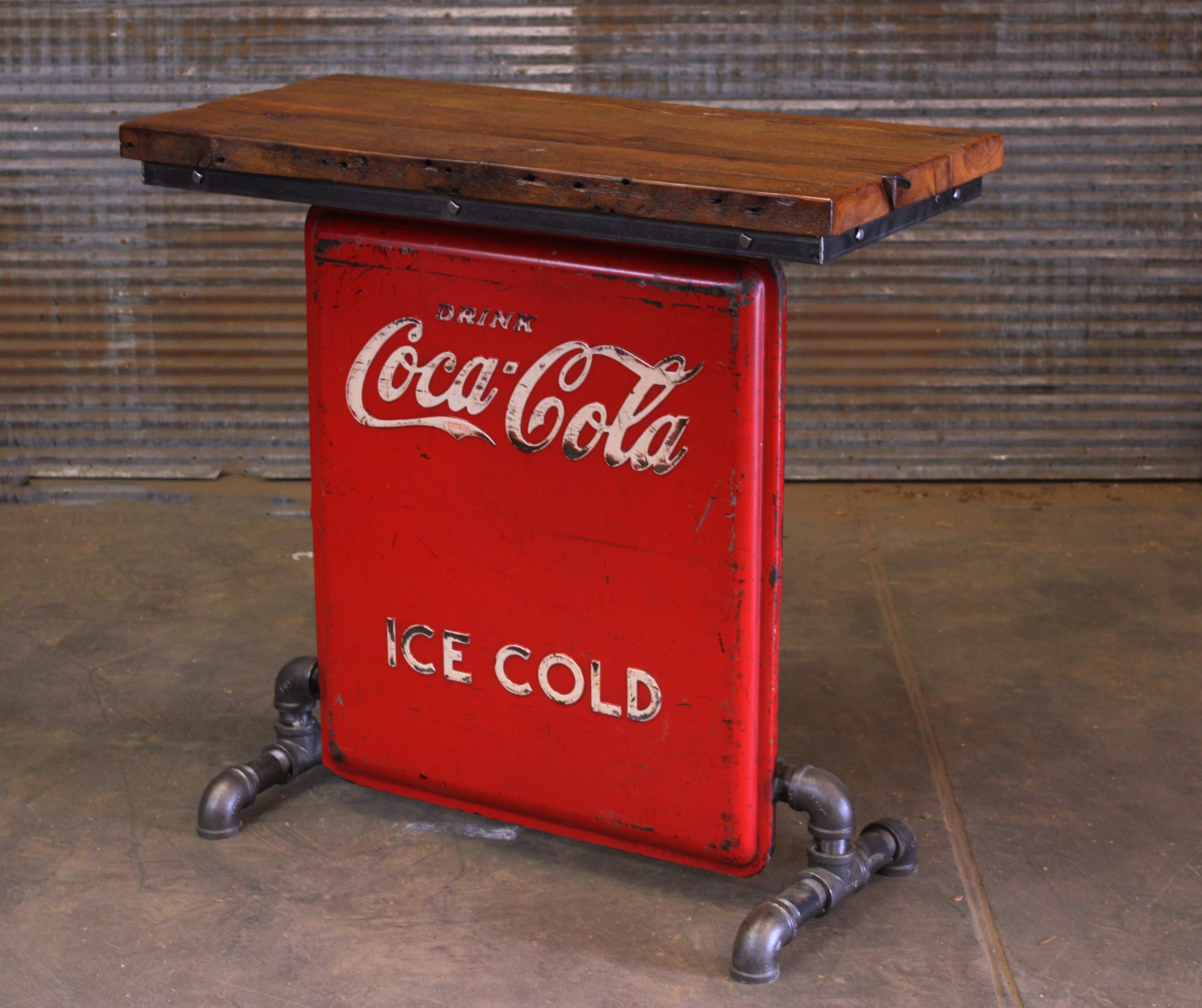 Steampunk Industrial / Antique 1940's Coke / Barn Wood / table #6005