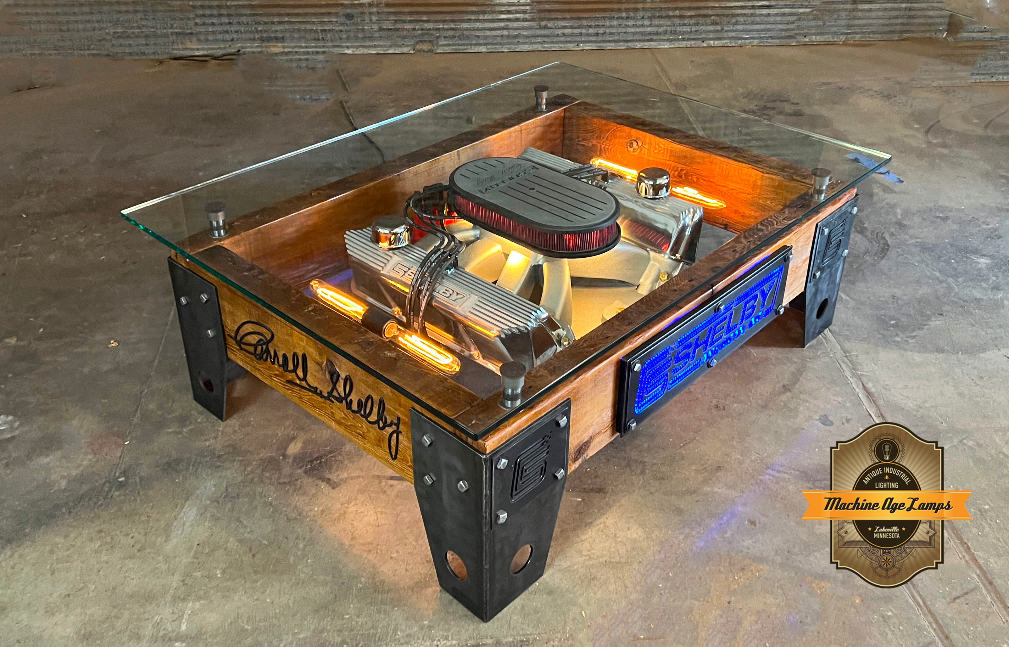 Steampunk Industrial / Carroll Shelby / 427 Manifold / Valve Cover / Automotive / coffee Table #4115