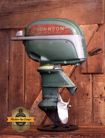 Steampunk Industrial / Antique Johnson Boat Motor / Nautical / Marine / Cabin / Lamp #4239